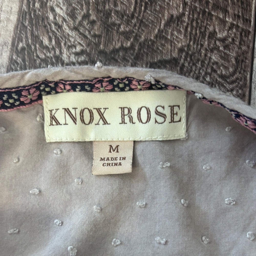 Knox Rose Boho Top Medium Smocked V Neck Dots Festival Concert Cottagecore - Picture 5 of 6